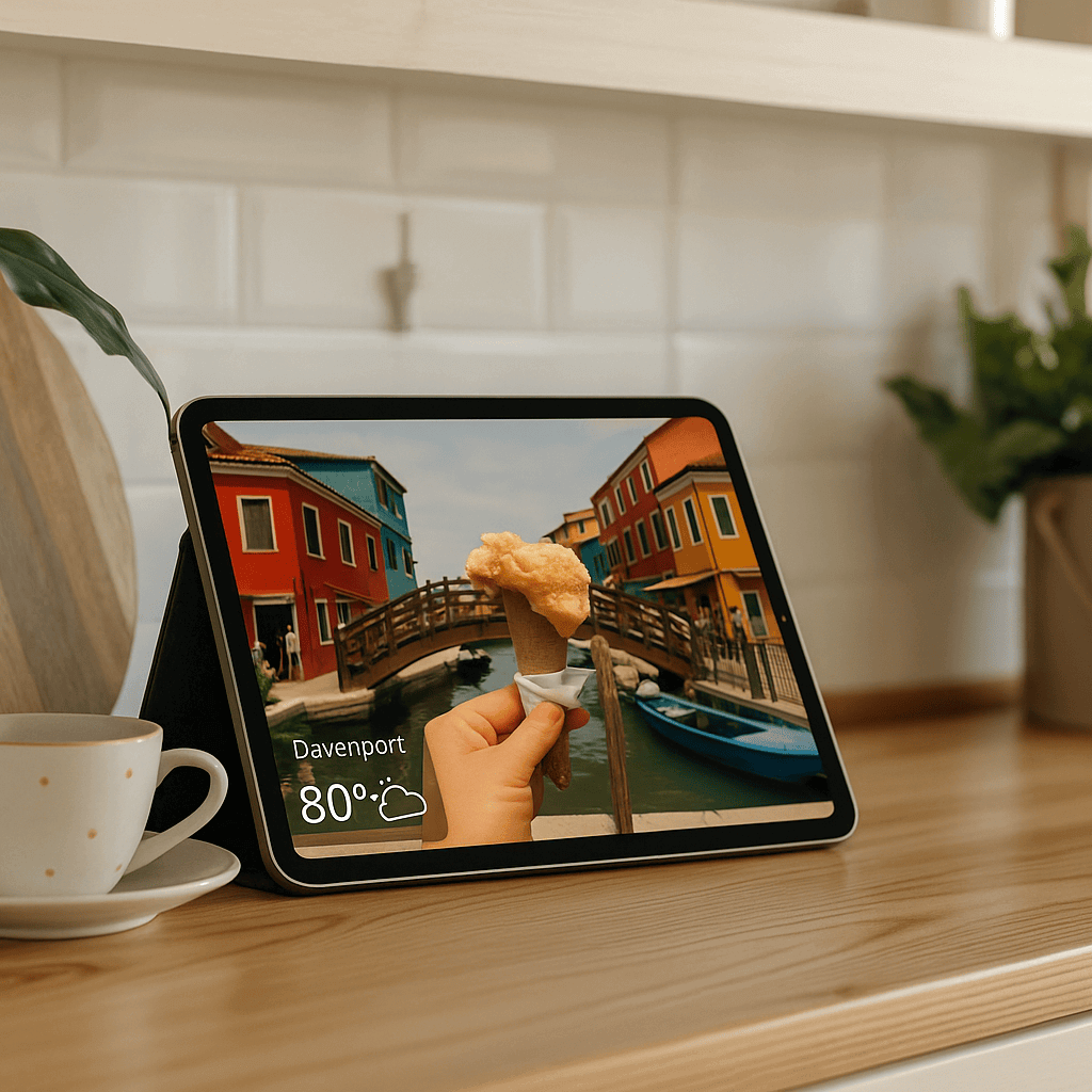Ejemplo de publicacion mostrando Digital Photo Frame App en la sala